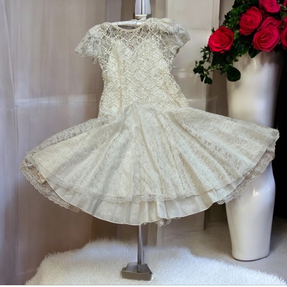 Vintage 90’s Sequin Lace Wedding Dress & Veil-See Photos For Measurements Petite - Picture 1 of 16